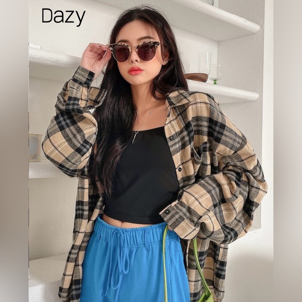 Dazy | Plaid Button-Up Shirt